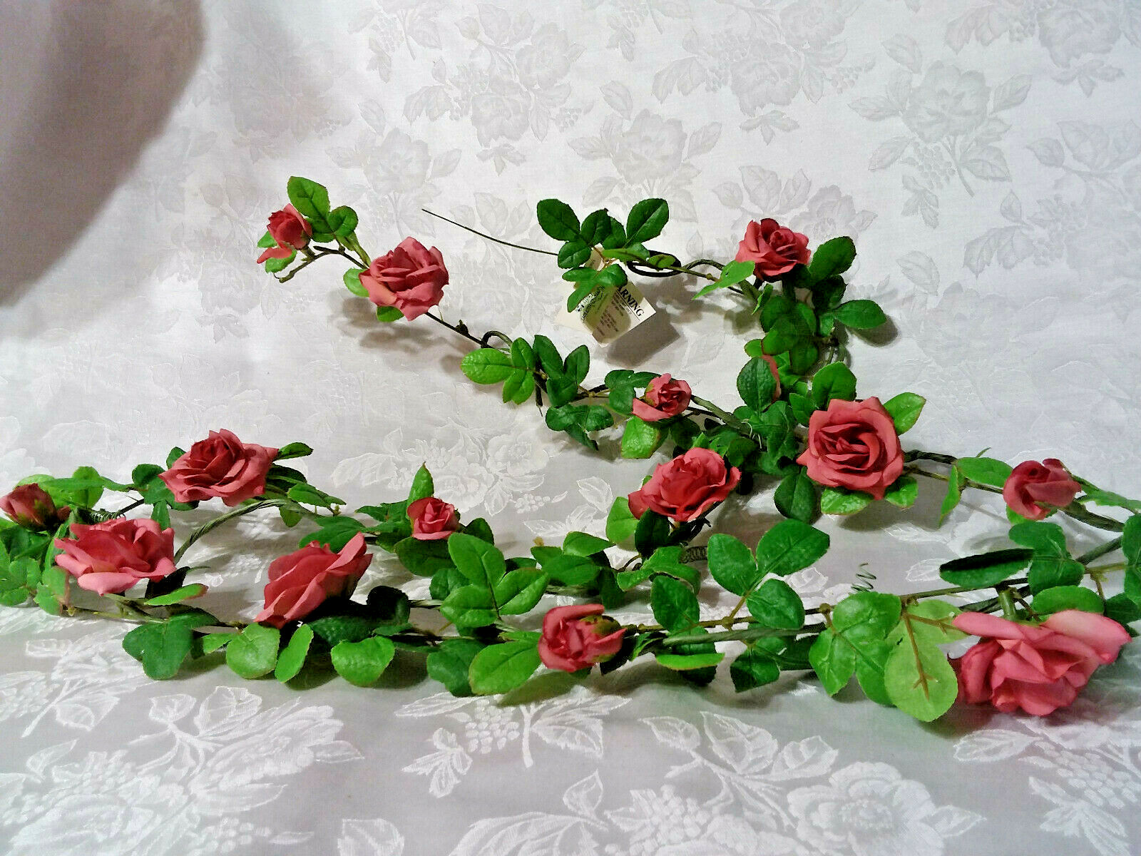 Home Interiors Petite Pink Mauve Wild Rose Garland/Wired/6 Feet Long/ New