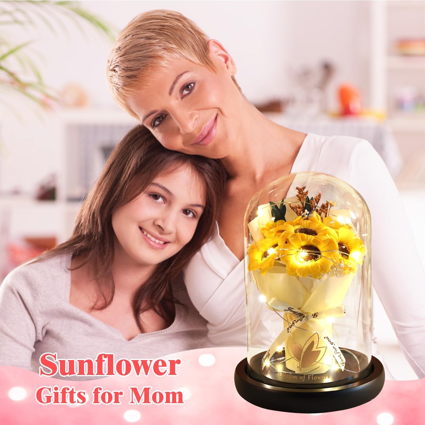 Valentines Day Gifts, Sunflower Gift for Mom-Preserved Artificial Rose Flower…