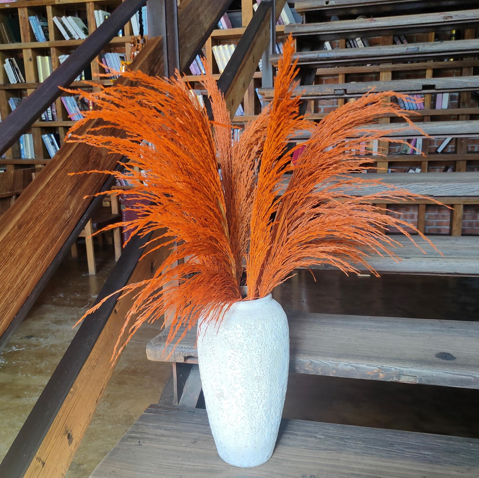 penepico Pampas Grass Decor Tall,Burnt Orange Dried Pampas Grass for Vase, La…