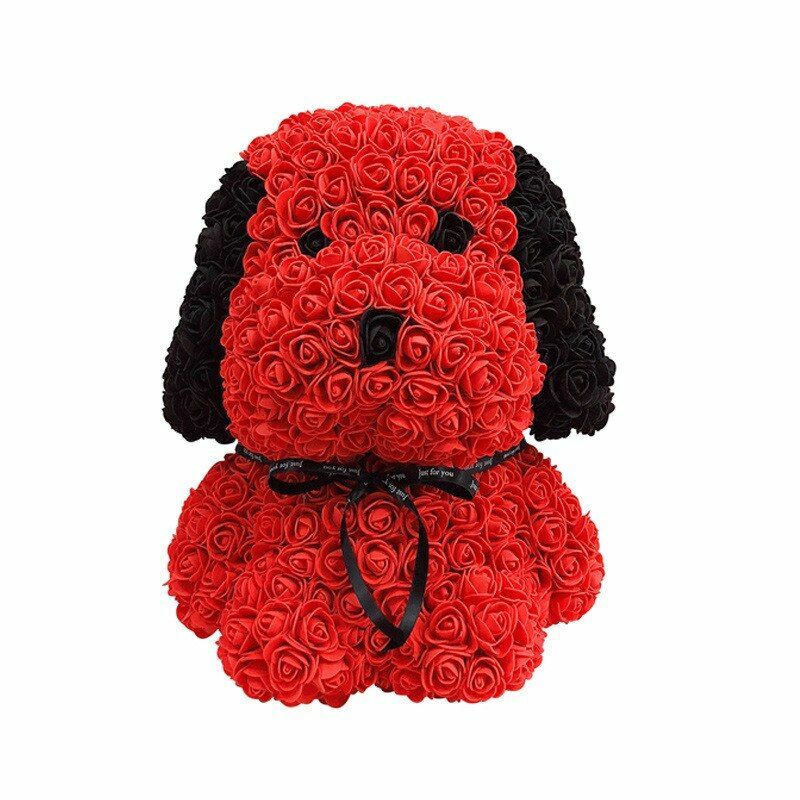 Artificial Rose Dog Flower Birthday Christmas Valentine Day Gifts For Girlfriend