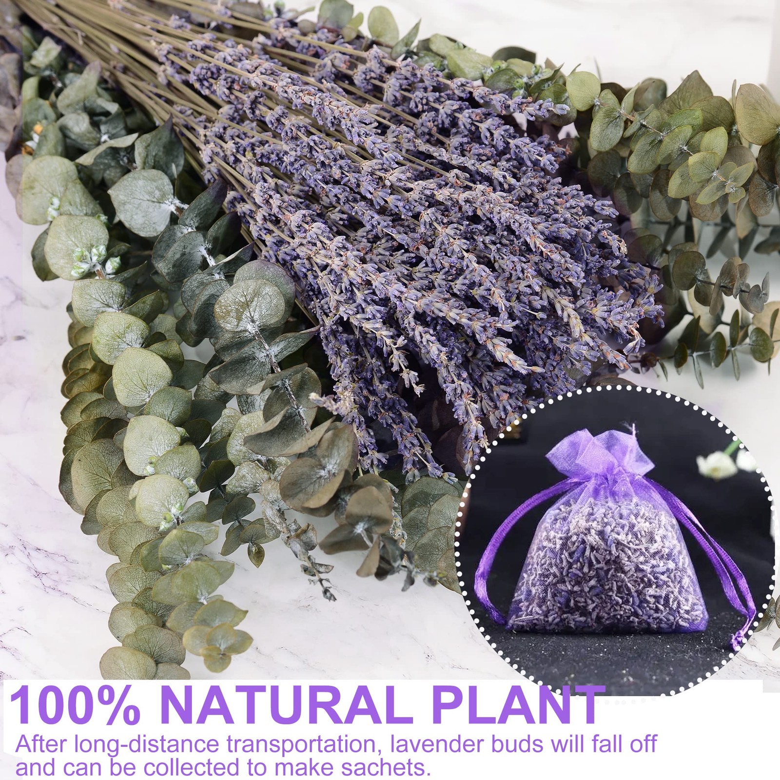 120 PCS Dried Eucalyptus Stems & Lavender Flowers Bundle for Shower, 17” Nat…