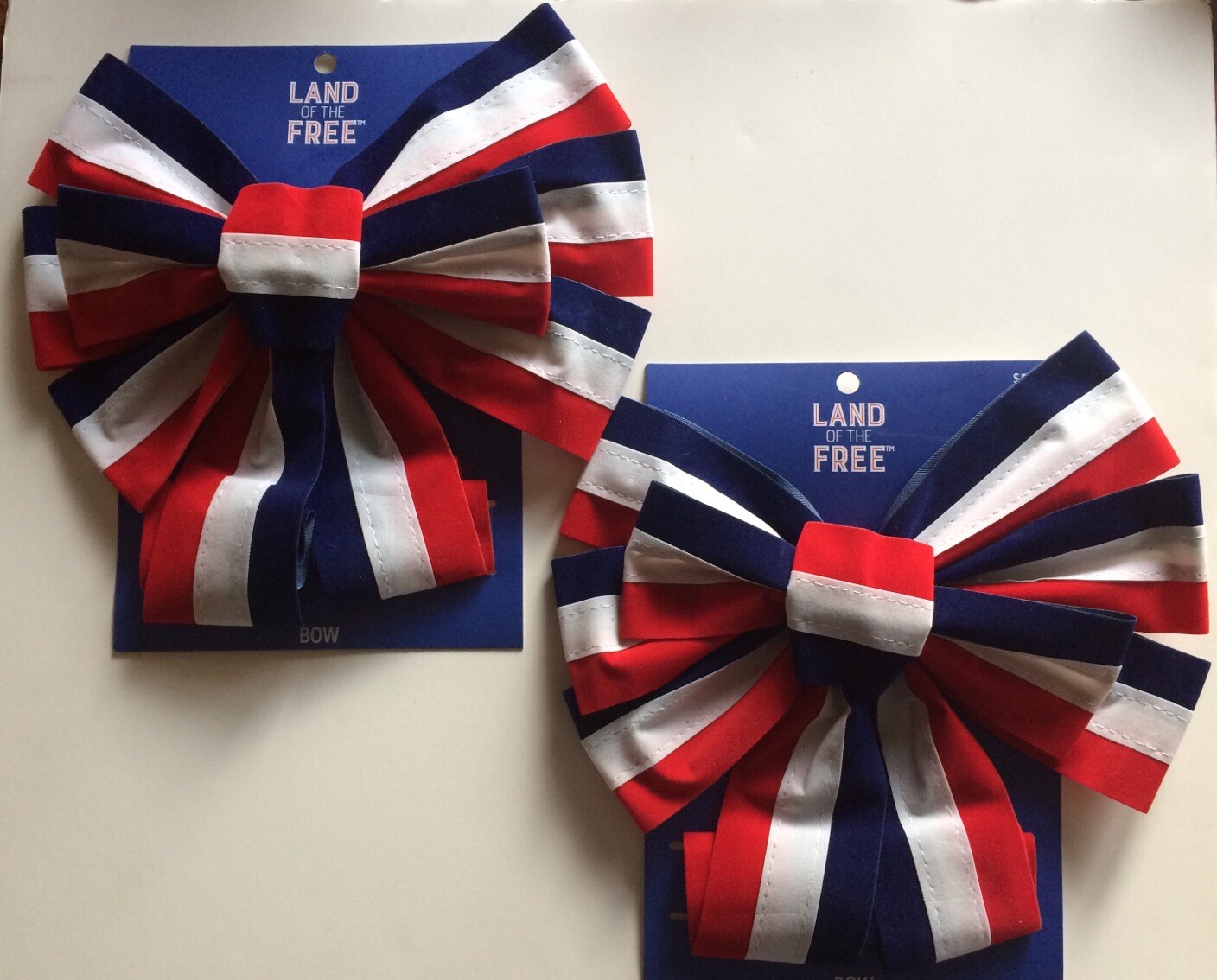 Set of 2 Bows Jo-Ann Fabrics Primitive Patriotic American Americana Felt 2.5″