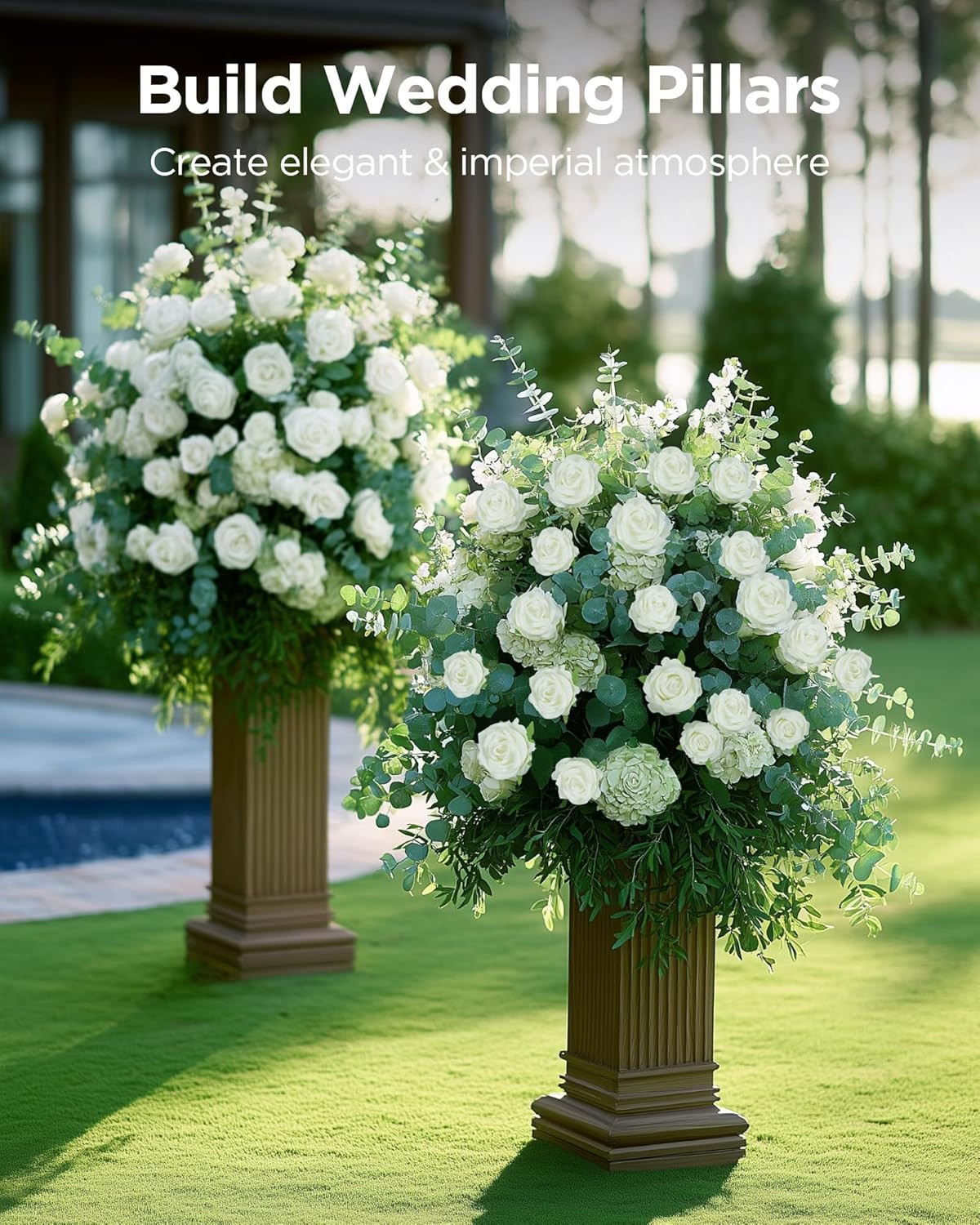 Innogear 50 Pcs White Roses Artificial Flowers, Fake Velvet Silk Rose Bulk Faux