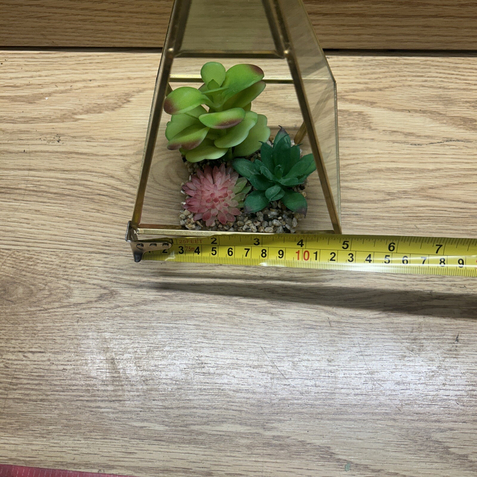 Pyramid Glass Geometric Terrarium Box Tabletop Planter Artificial Suculents