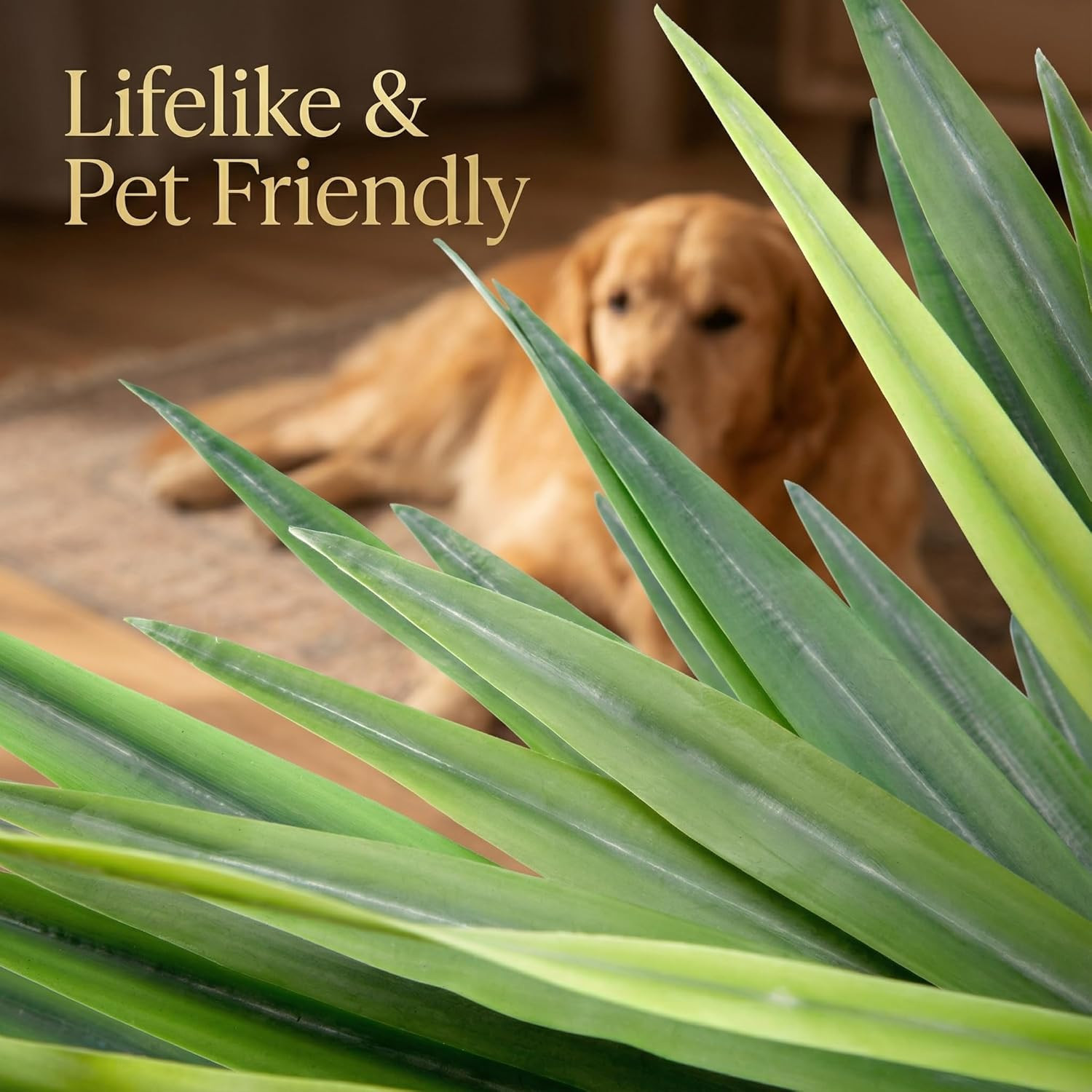 Lifelike 33″ Artificial Agave Plant – UV Resistant Faux Succulent for Home & Gar