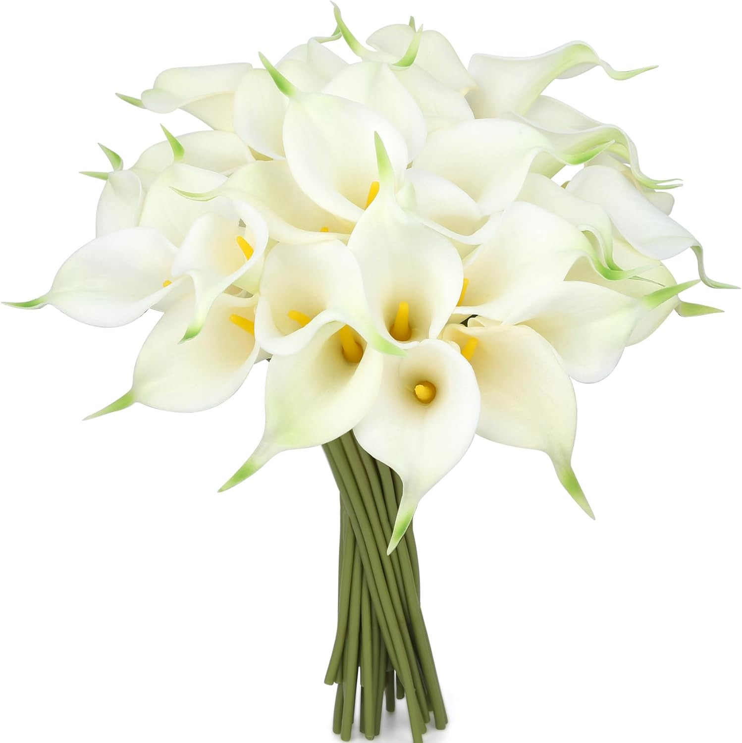 24 Pcs White Artificial Flowers Fake White Calla Lily Silk Flower Real Touch for