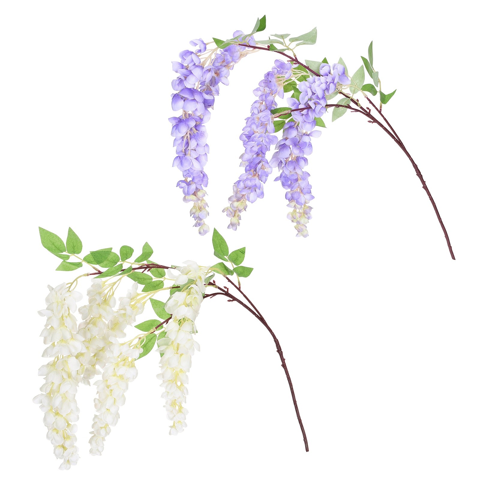 2 Pcs Artificial Wisteria Hanging Flower 3.9 ft Fake Hanging Floral Purple/White