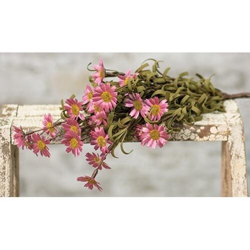 New Primitive PINK Mini DAISY STEM BUSH Spray Daisies Cottage Chic Country 15″