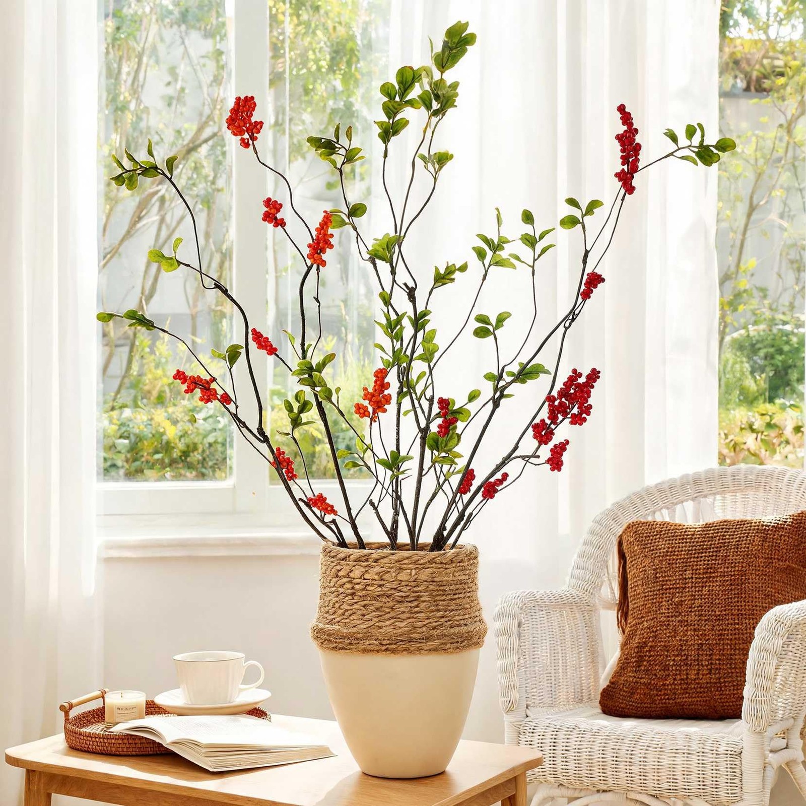 6PCS Realistic Artificial Stems for Vase, 37.8inch Long Faux Branches with Gr…