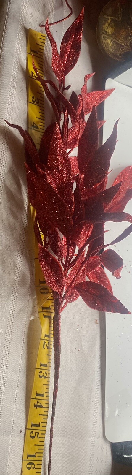 Floral Sprays for Arrangements 16” Crafts Vinyl Red Glitter Set Of 6 Amaryllis