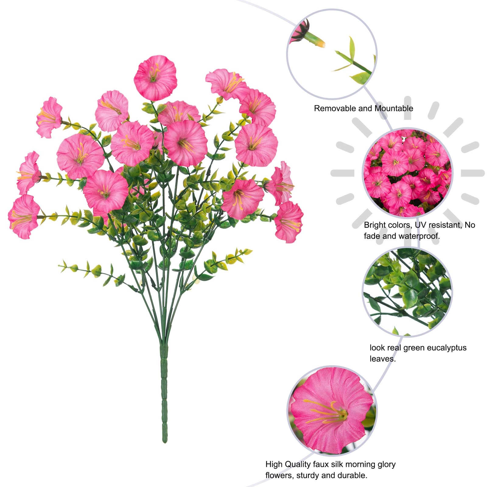 Artificial Flowers Fake Plants for Outdoors Decoration, 12 Bundles Pink Silk …