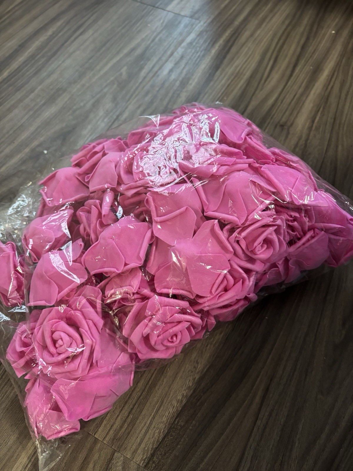 Pink Artificial Foam Rose Flower Heads, Individual Floral Wall Decor