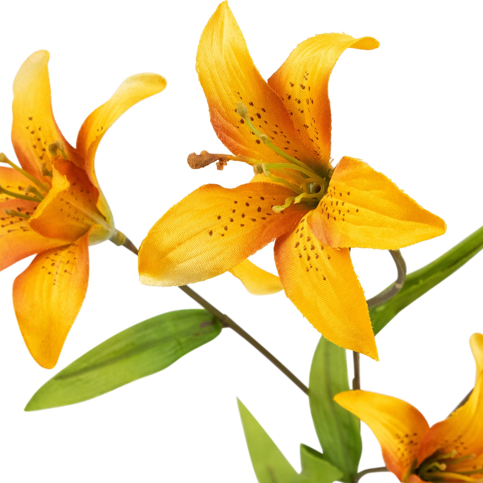 Two-Tone Tiger Lily Artificial Floral Spray – 26″ – Mustard Yellow and Orange