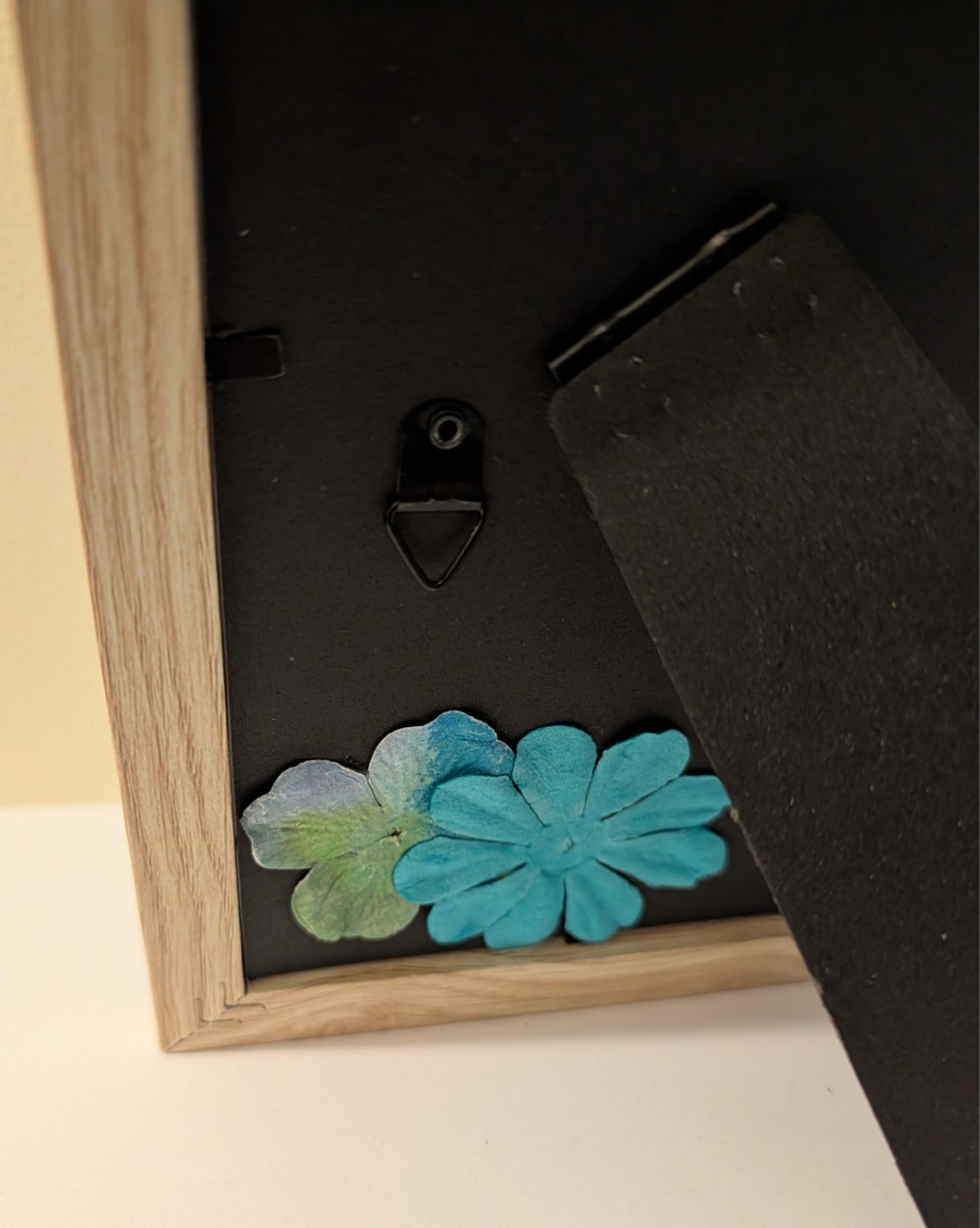 blue white purple green cardstock floral handmade picture decor faux wood frame