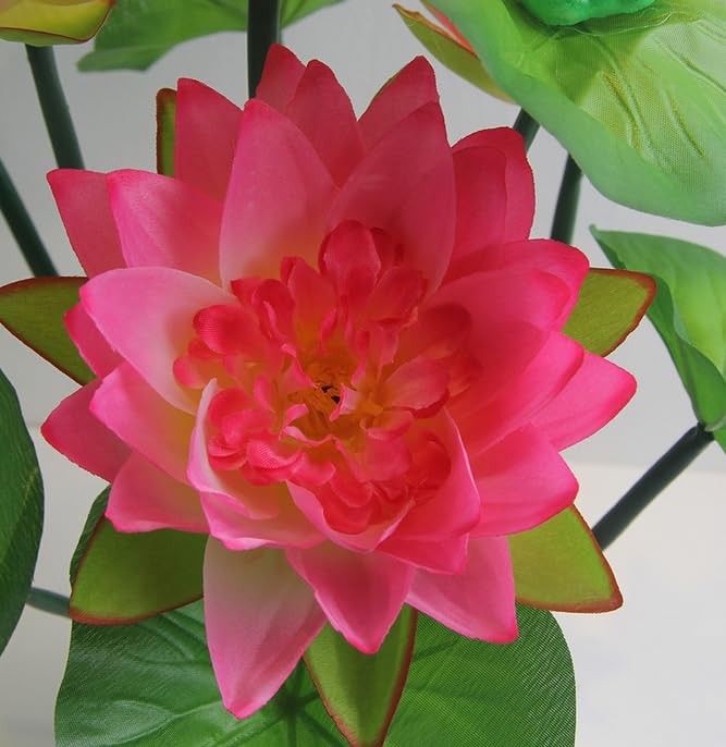 2 Bouquets Artificial Lotus Flowers,21″ Real-Touch Water Lilies Tabletop Flow…
