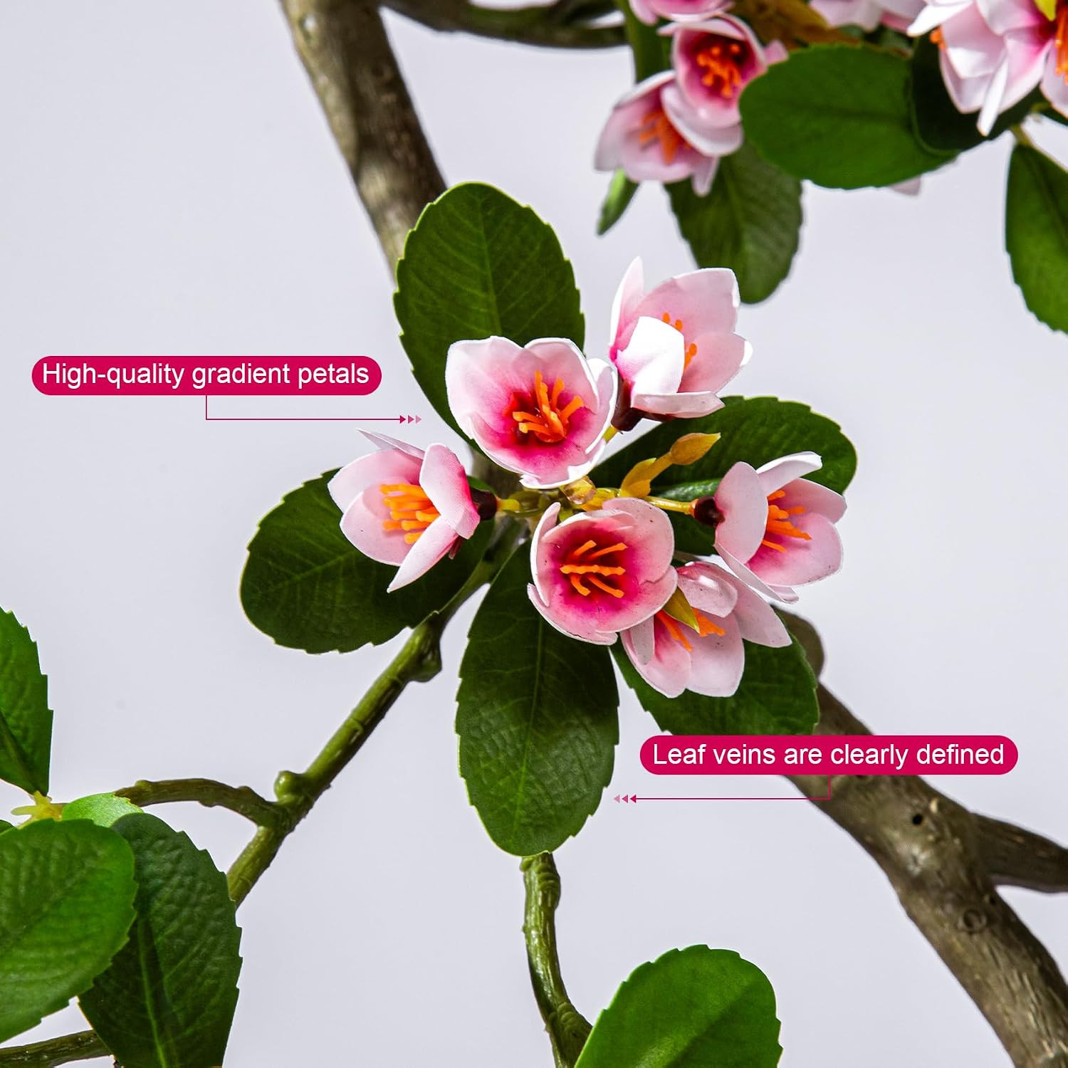 Lifelike Large Pink Artificial Bonsai Tree for Home & Office Décor