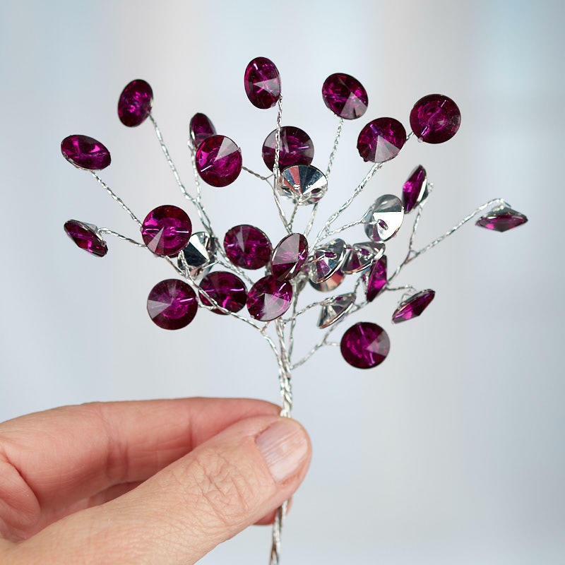 Purple Rhinestone Crystal Flower Sprays | 2 Sprays