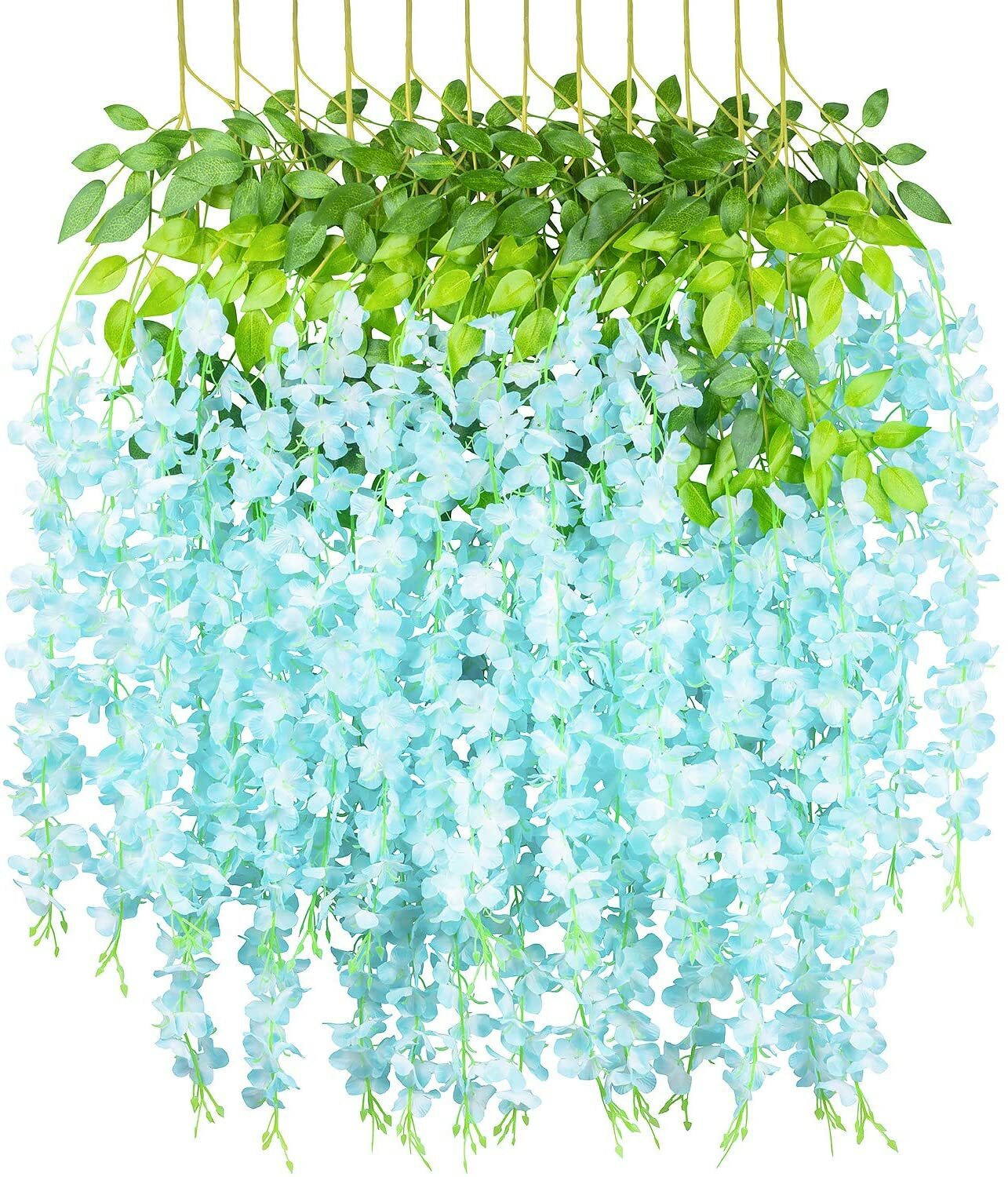 12x Artificial Flower Vine Ratta Hanging Garland Wisteria Flowers Wedding Decor