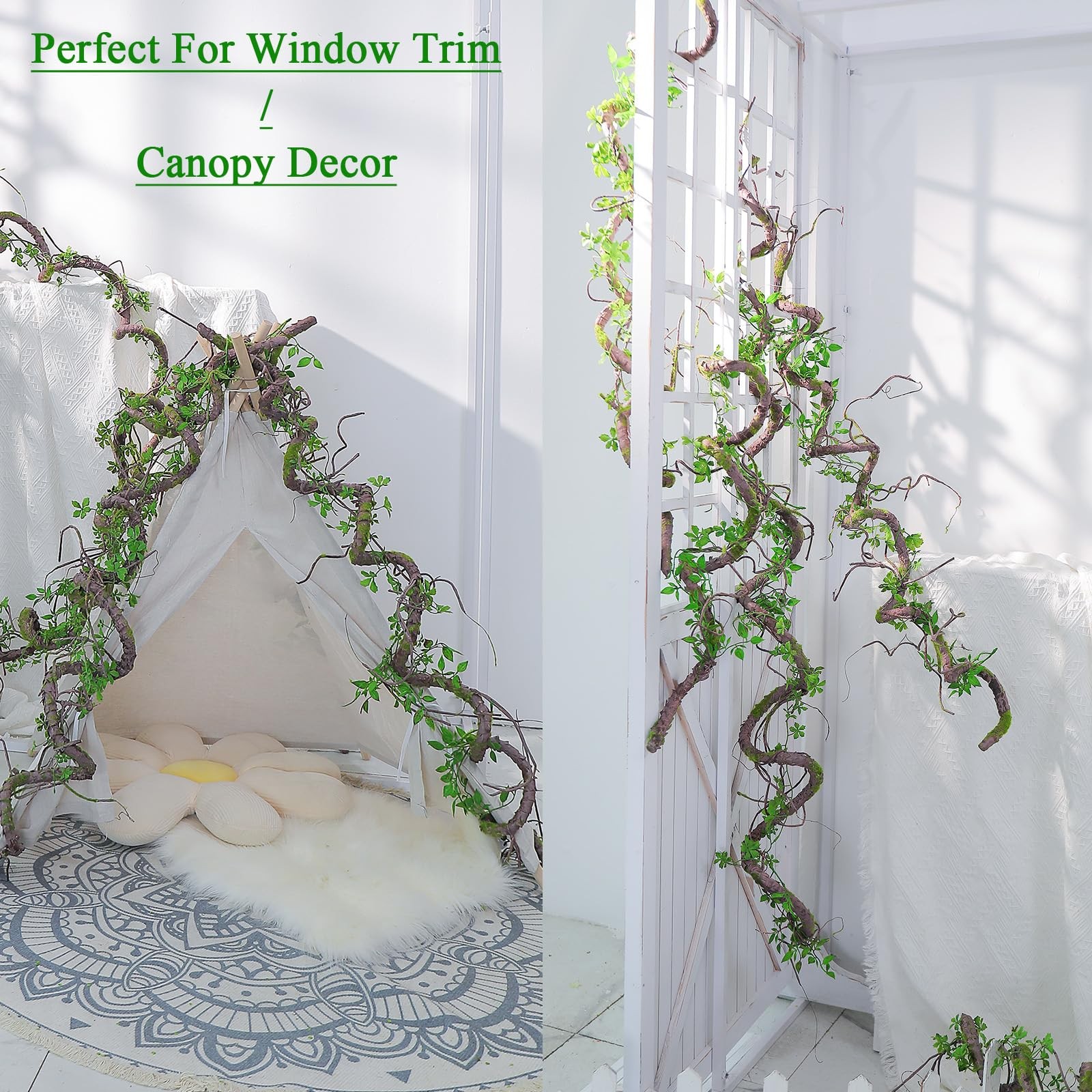 71inch Artificial Posable Tree Branches Hanging Bendable Moss Greenery Garlan…