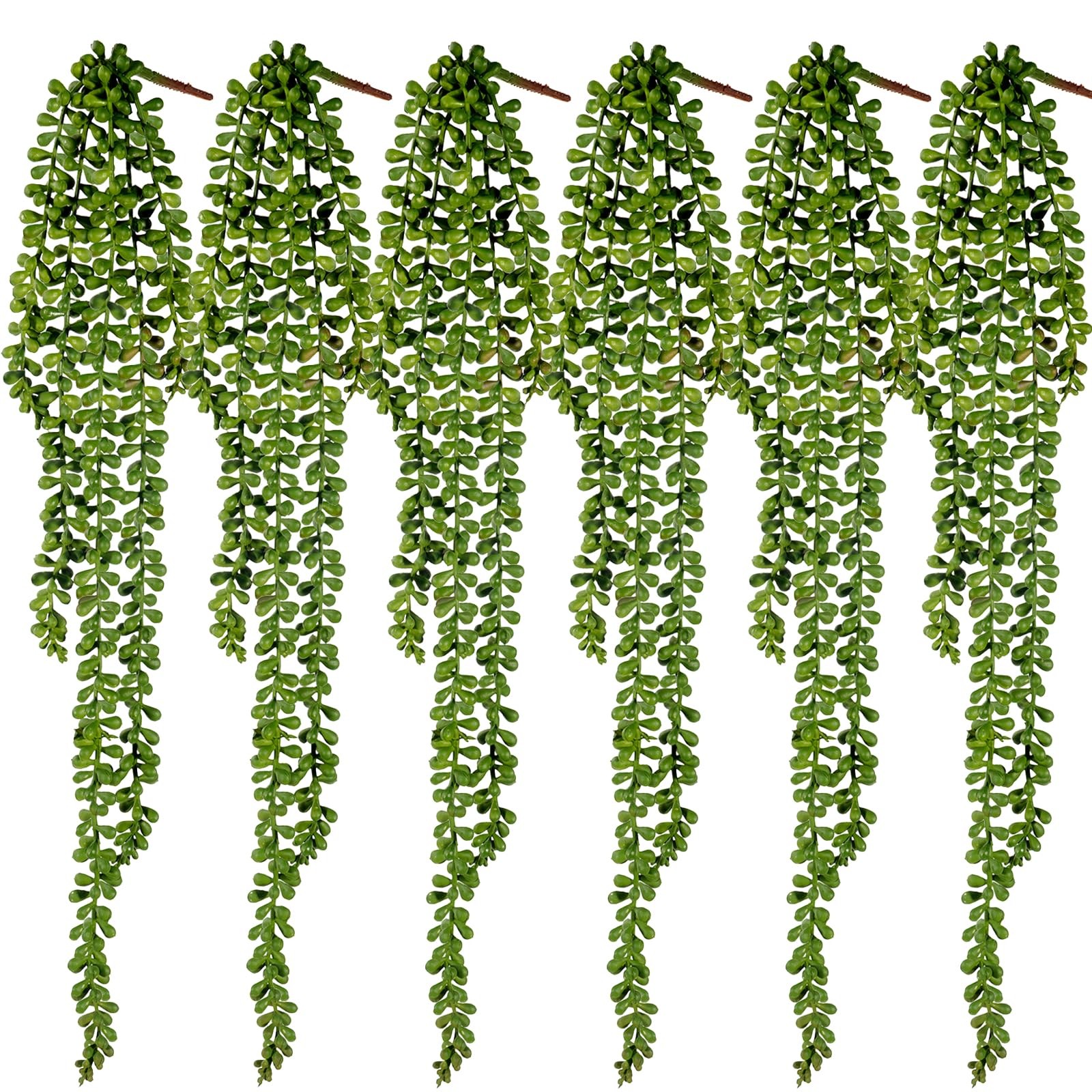 6pcs Fake Hanging Succulents Plants,String of Pearls Plant Artificial Greener…