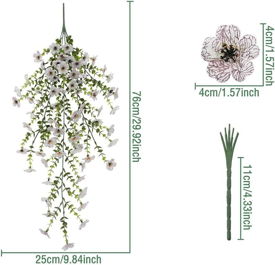 4PCS Artificial Flowers Vines UV Resistant Hanging Plant Flowers Outdoor Decor