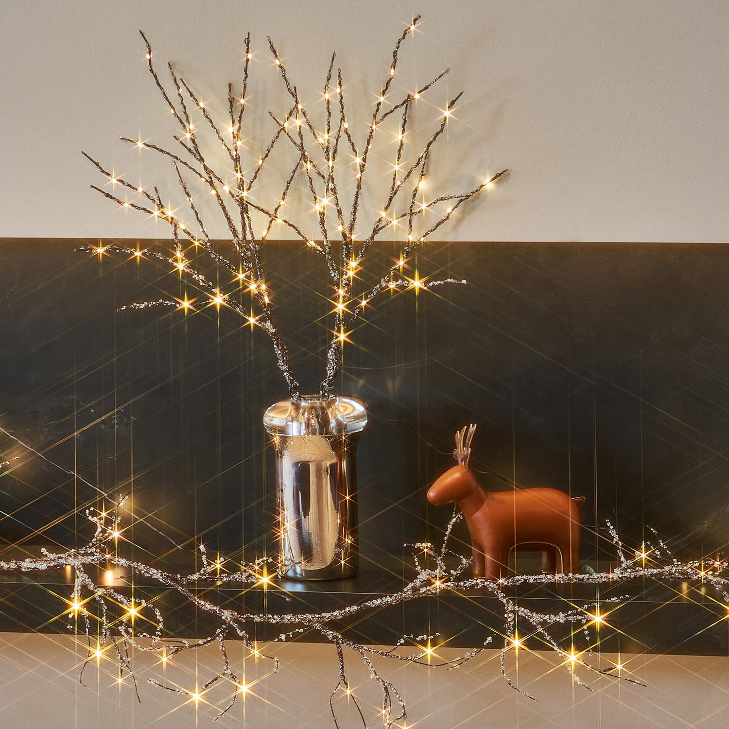 32 Inch 100 LED Lighted Artificial Tree Branches Ice Timer Xmas Decor Home