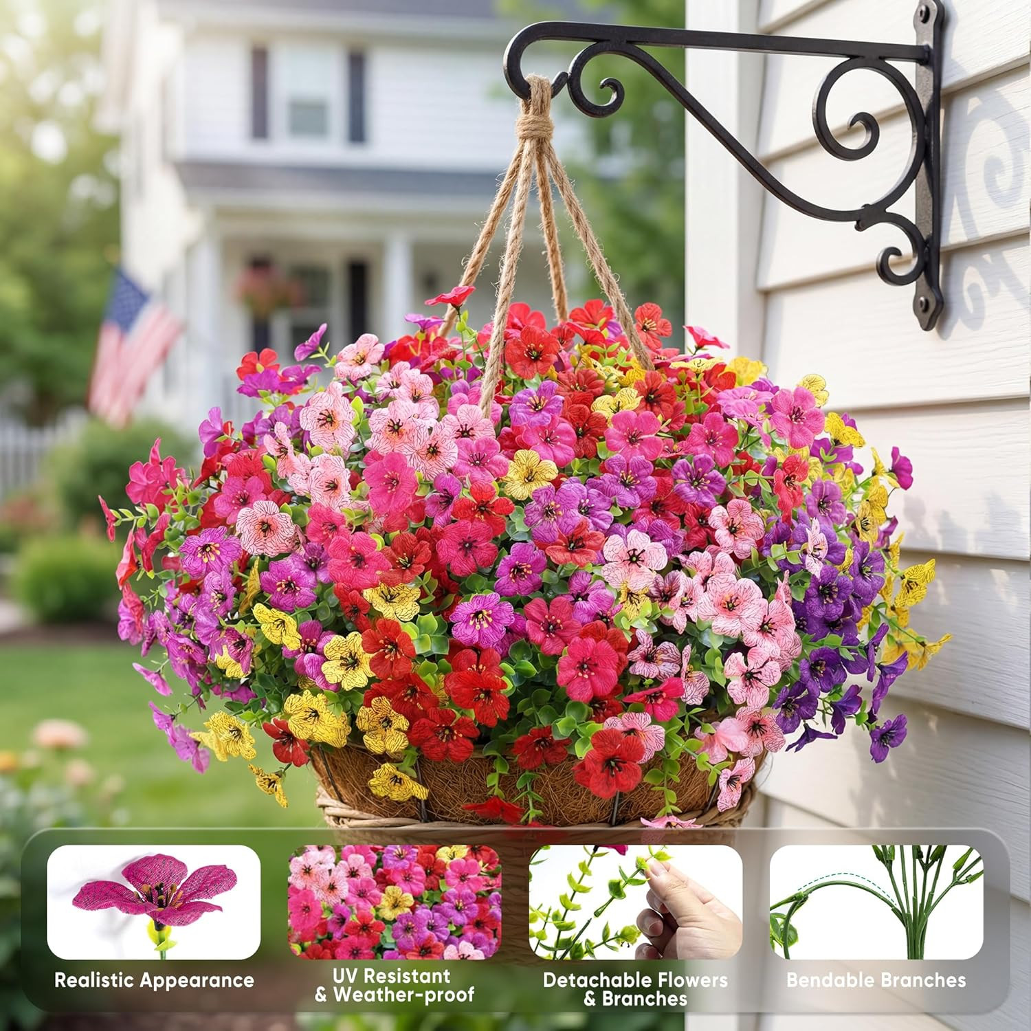Artificial Flowers for Outdoors 12 Mix 6 Color UV Resistant Faux Plants