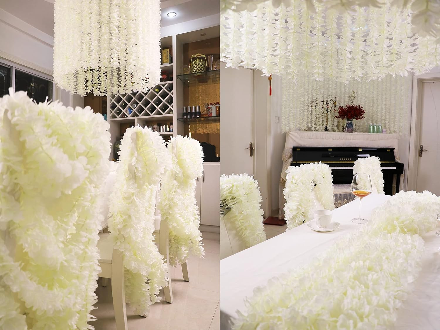 32.8Ft Artificial Silk Wisteria Vine Hanging Flowers Garland Home Outdoor Weddin