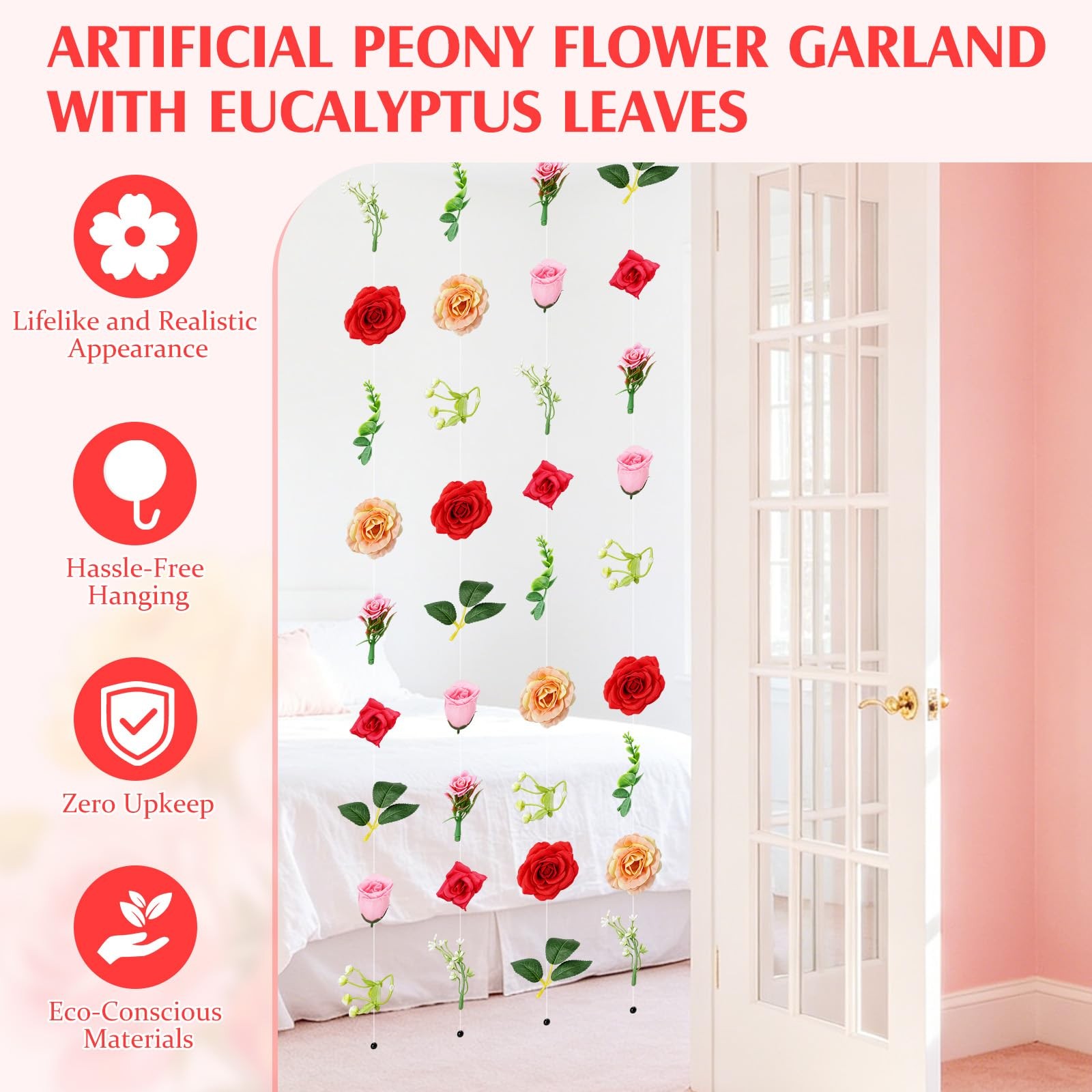 10 Pack 60 ft Artificial Hanging Flower Garland Vines with Hooks, Wildflower …