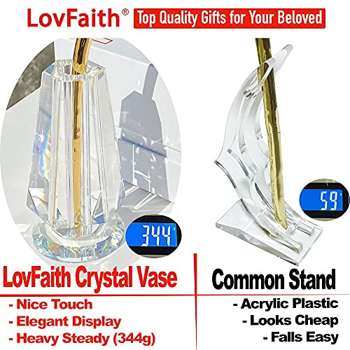 Real Rose Dipped 24K Gold, with Crystal Vase, B1. Deluxe Thick Gold -Blooming