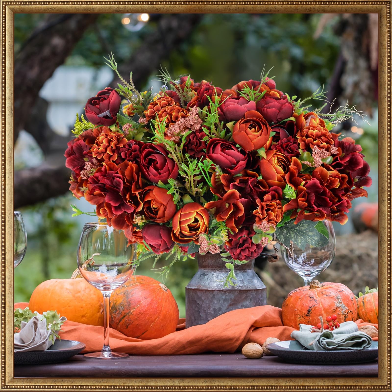 24 Bundles Artificial Flowers Bulk Burnt Terracotta Flowers Fake Silk Roses B…