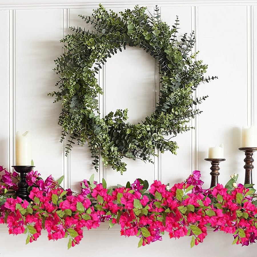 30 Inches Artificial Bougainvillea Silk Flower Branches Full Blossom Long Fak…