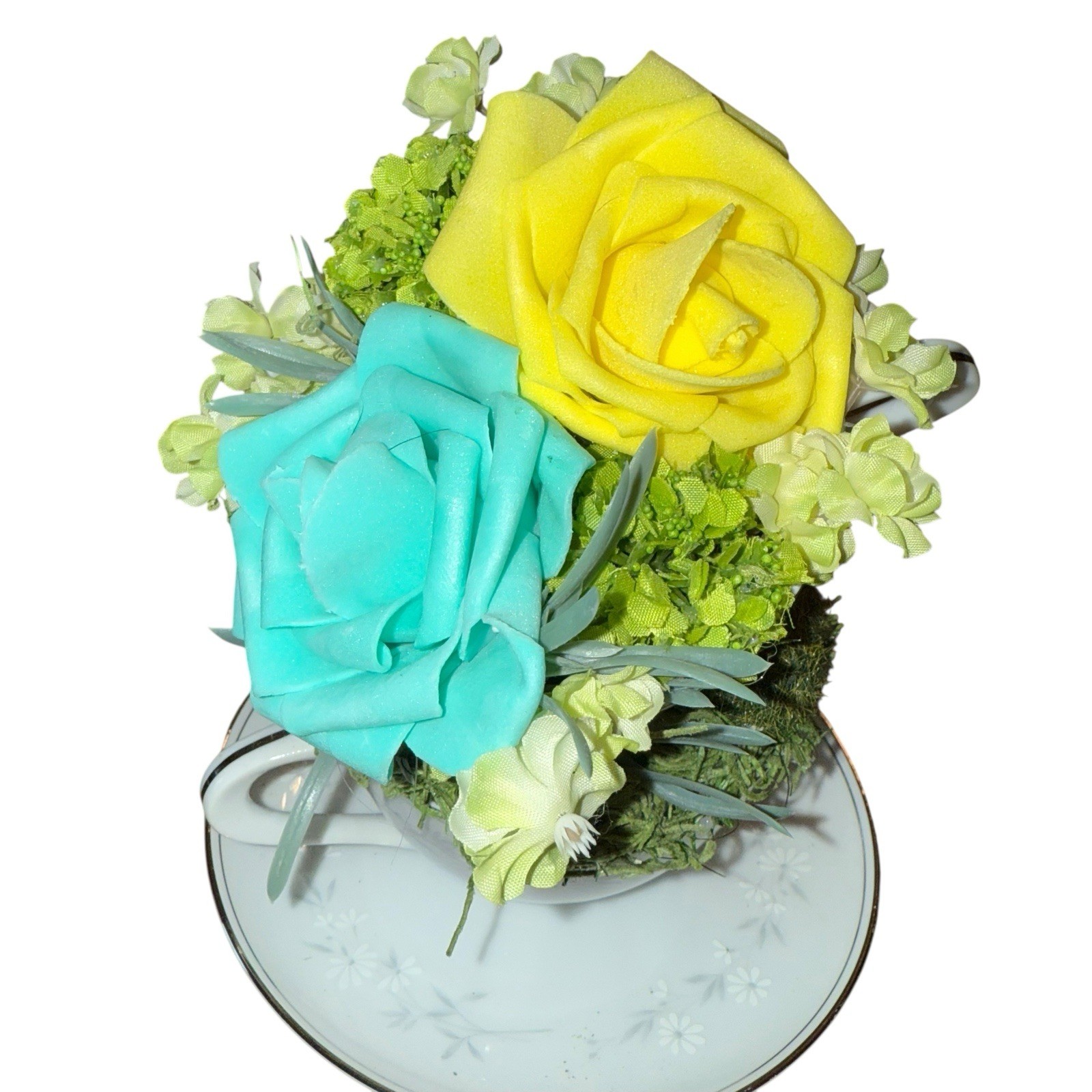 Double Decker Teacup Arrangement Home Decor Mother Birthday Wedding Gift