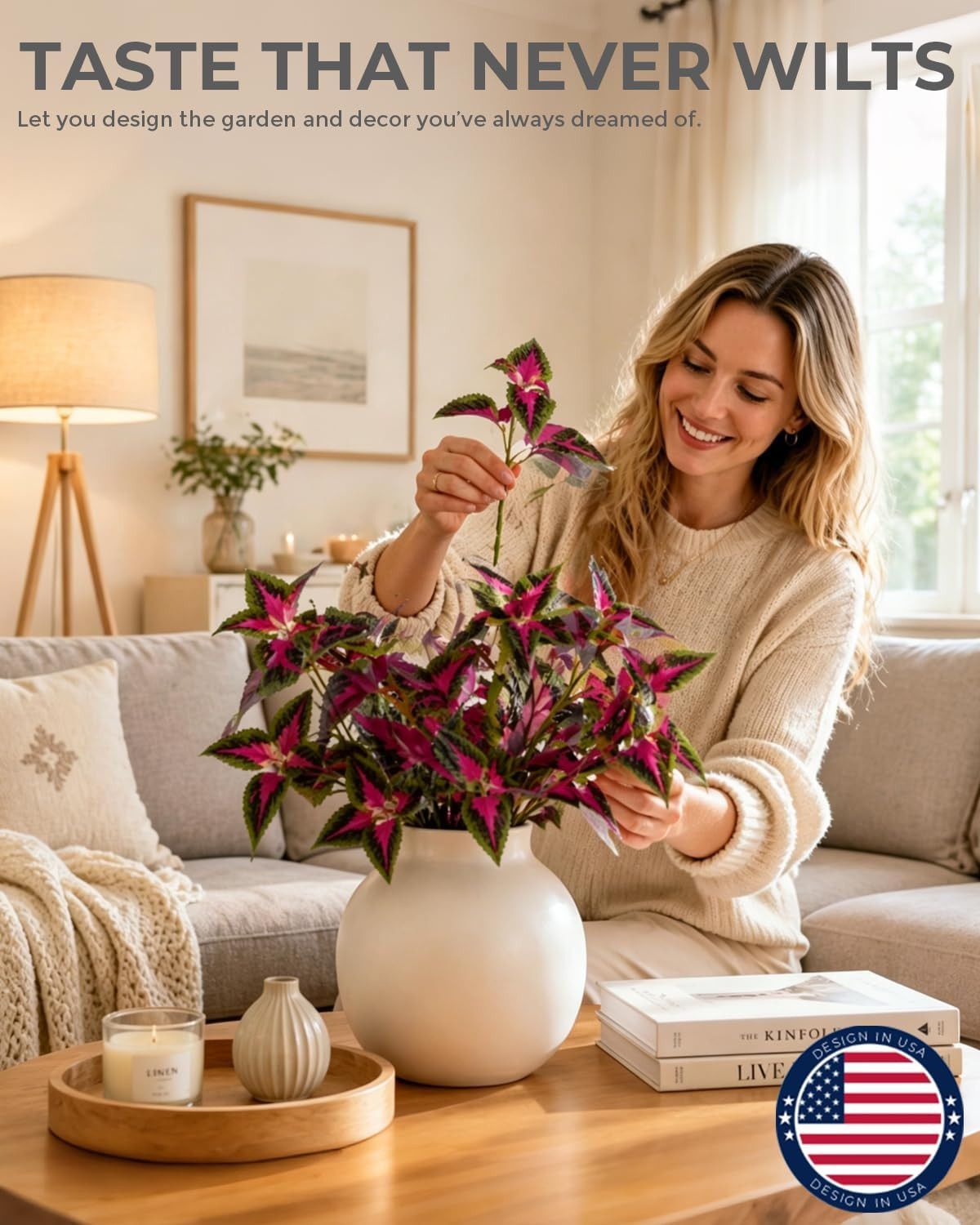 10 Pcs UV Resistant Faux Coleus Bush for Outdoor Decor & Hanging Baskets