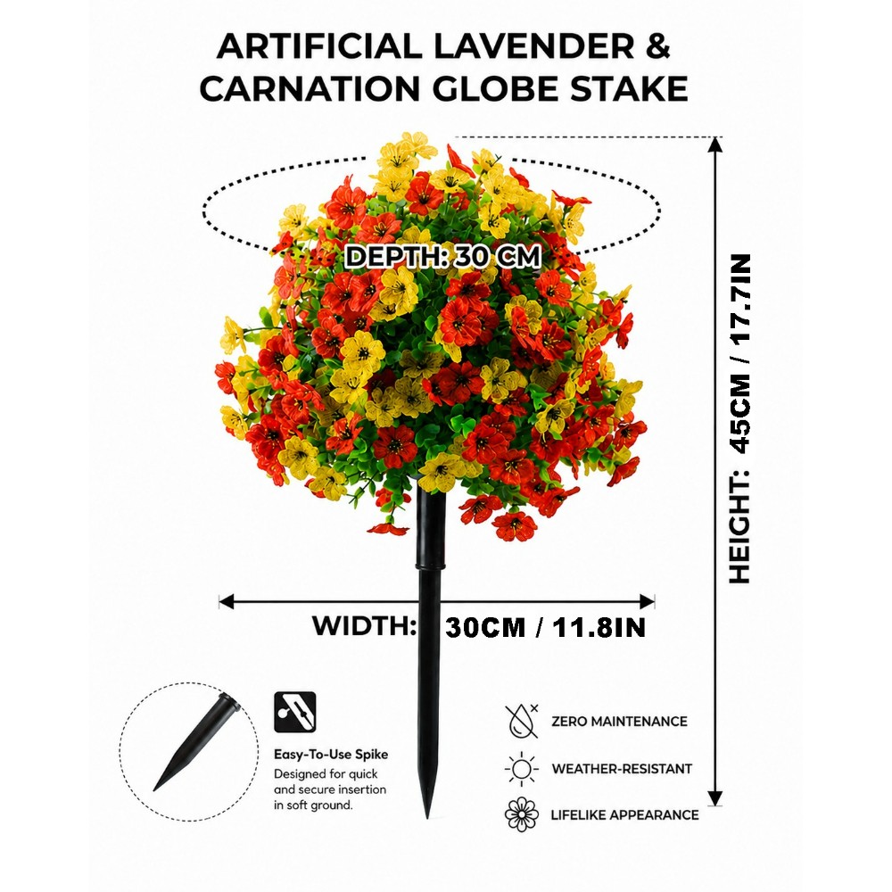 Fall Color Artificial Flowers UV Resistant Floral Stake for Garden Outdoor Use