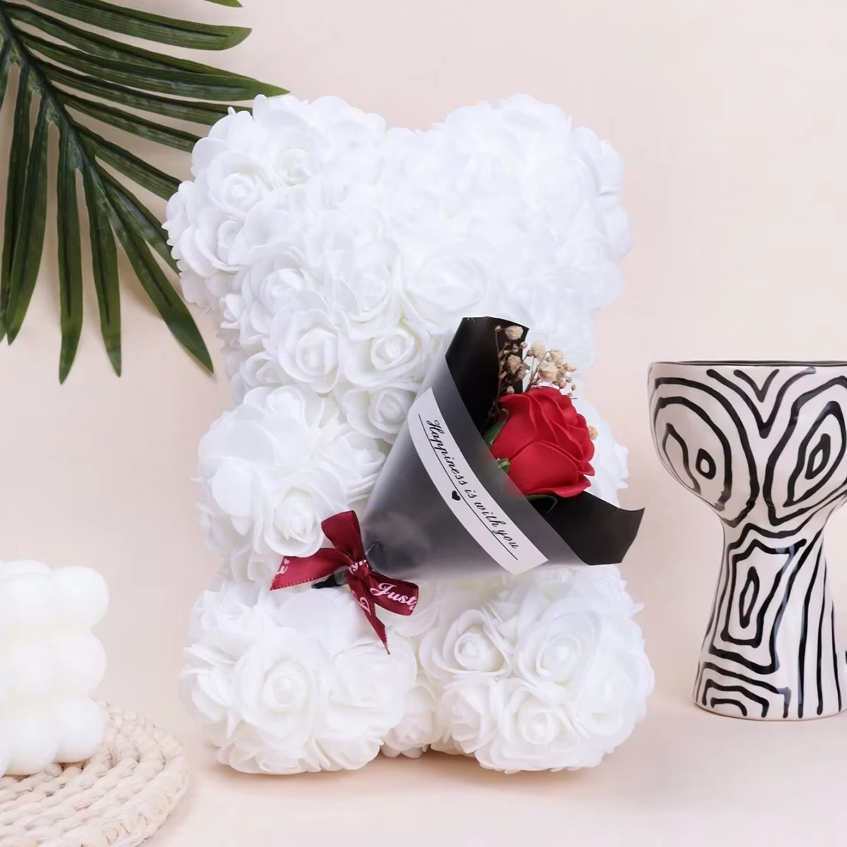 Foam Rose Teddy Bear Bouquet Carrying Romantic Cute Valentine’s Wedding Gift HOT