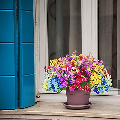 12 Bundles Artificial Fake Flowers for Outdoor Decoration,Shyshining 6 Colors