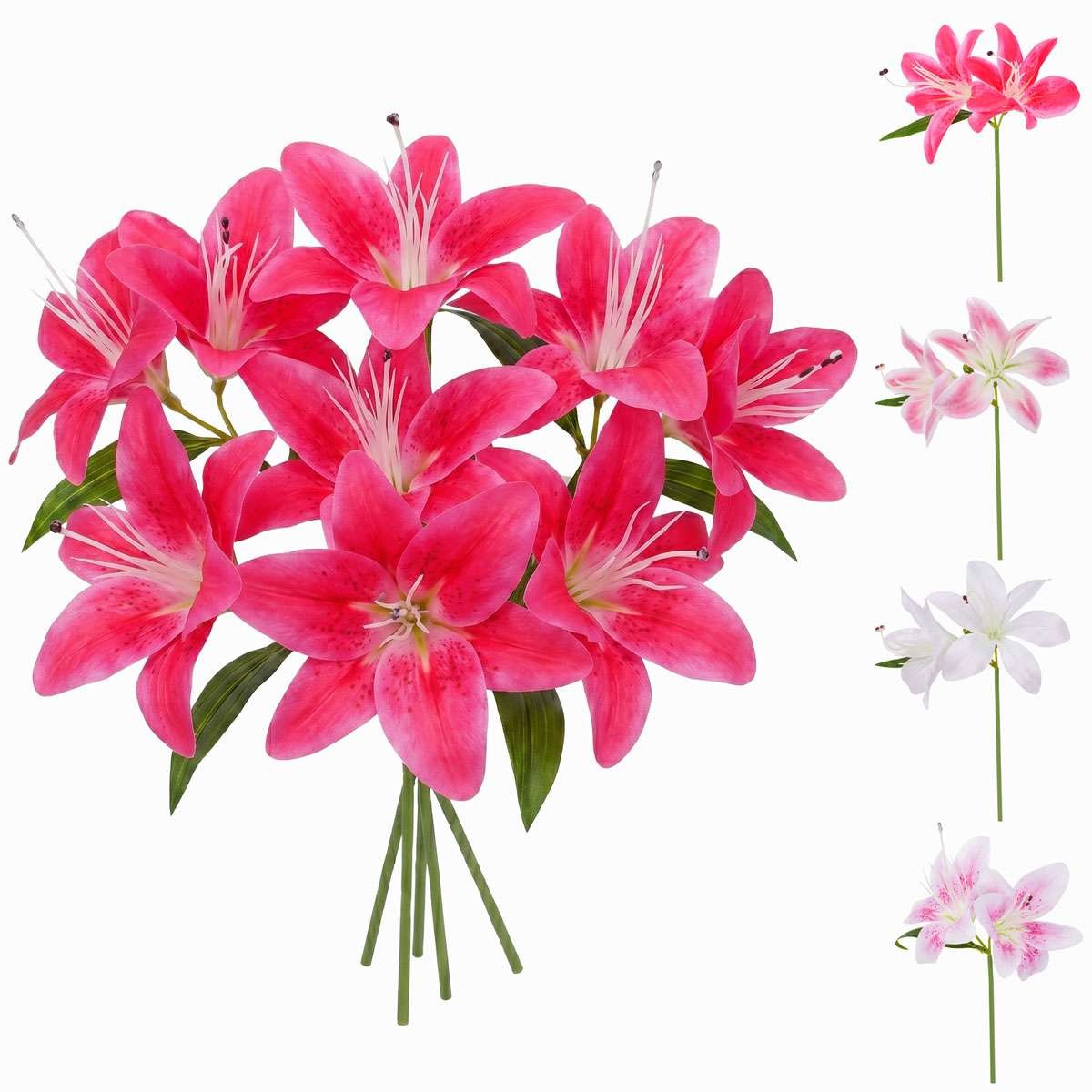 1/4/8X Artificial Lily Flowers Faux Plant Bouquet UV Resistant Garden Home Decor