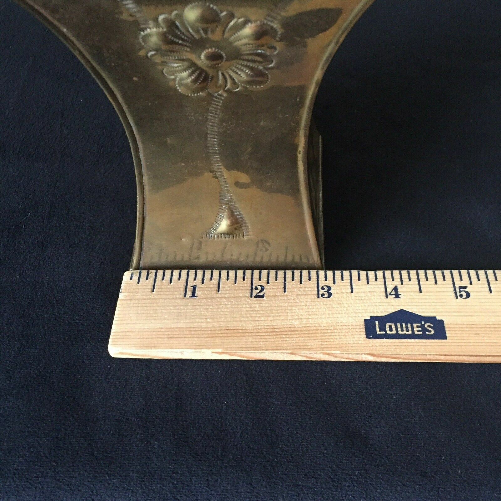 Vintage Planter Container Embossed Flowers on Brass 7″High 6″Square Opening