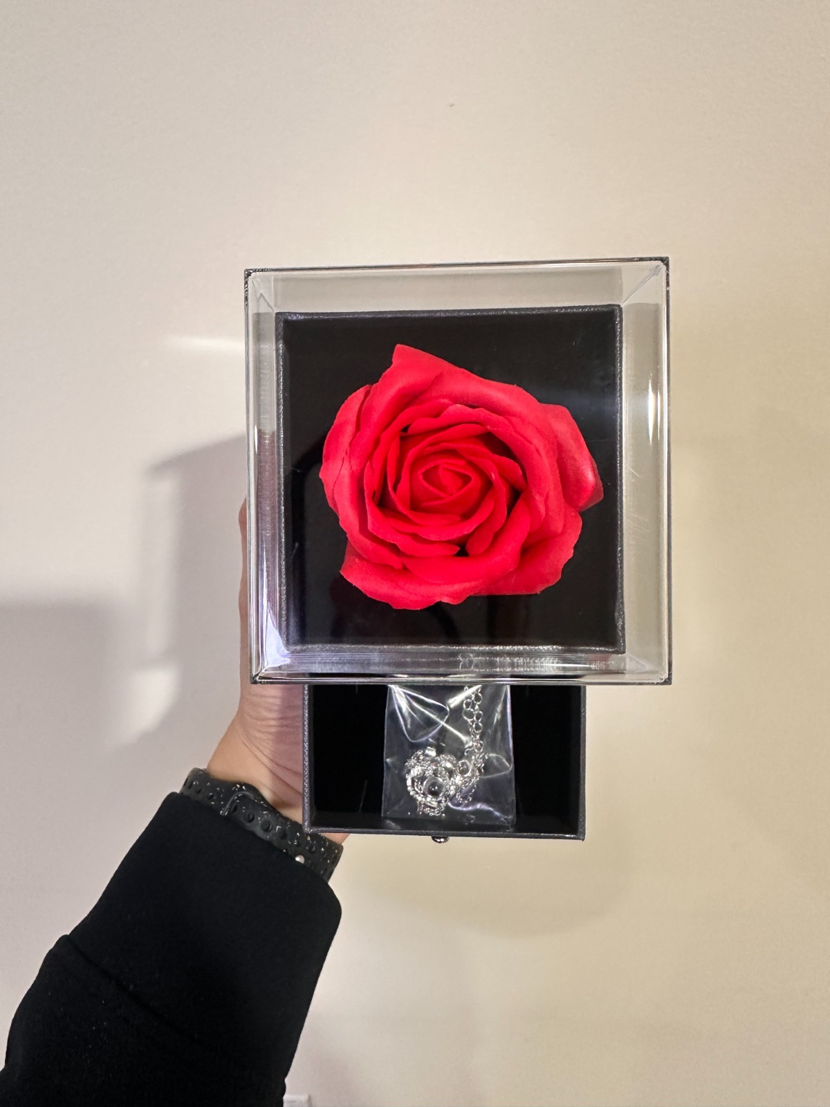 Preserved Eternal Rose Flower Gift Box With Necklace – Romantic Gift for Her