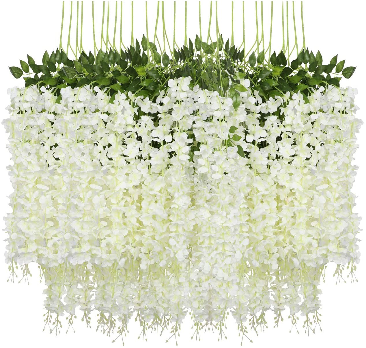 Wisteria Hanging Flowers,12x Fake Hanging Flowers,Wisteria Artificiales Garland