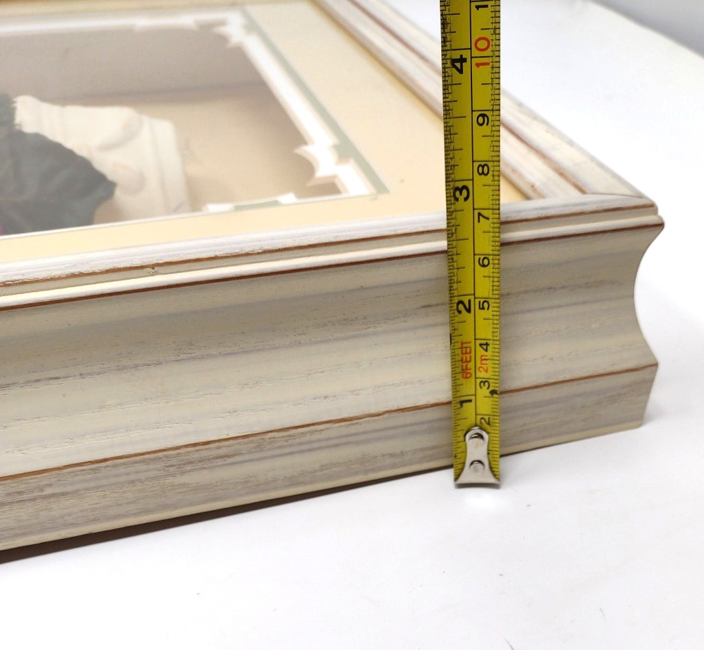 Vintage Handmade 3D Shadow Box Blue Flowers White Box Frame 56/500 Signed