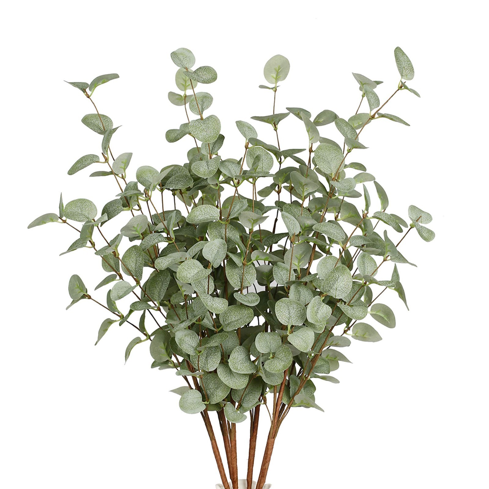 Artificial Eucalyptus Stems 6 Pcs, Plastic Leaves, Home Decor, Green