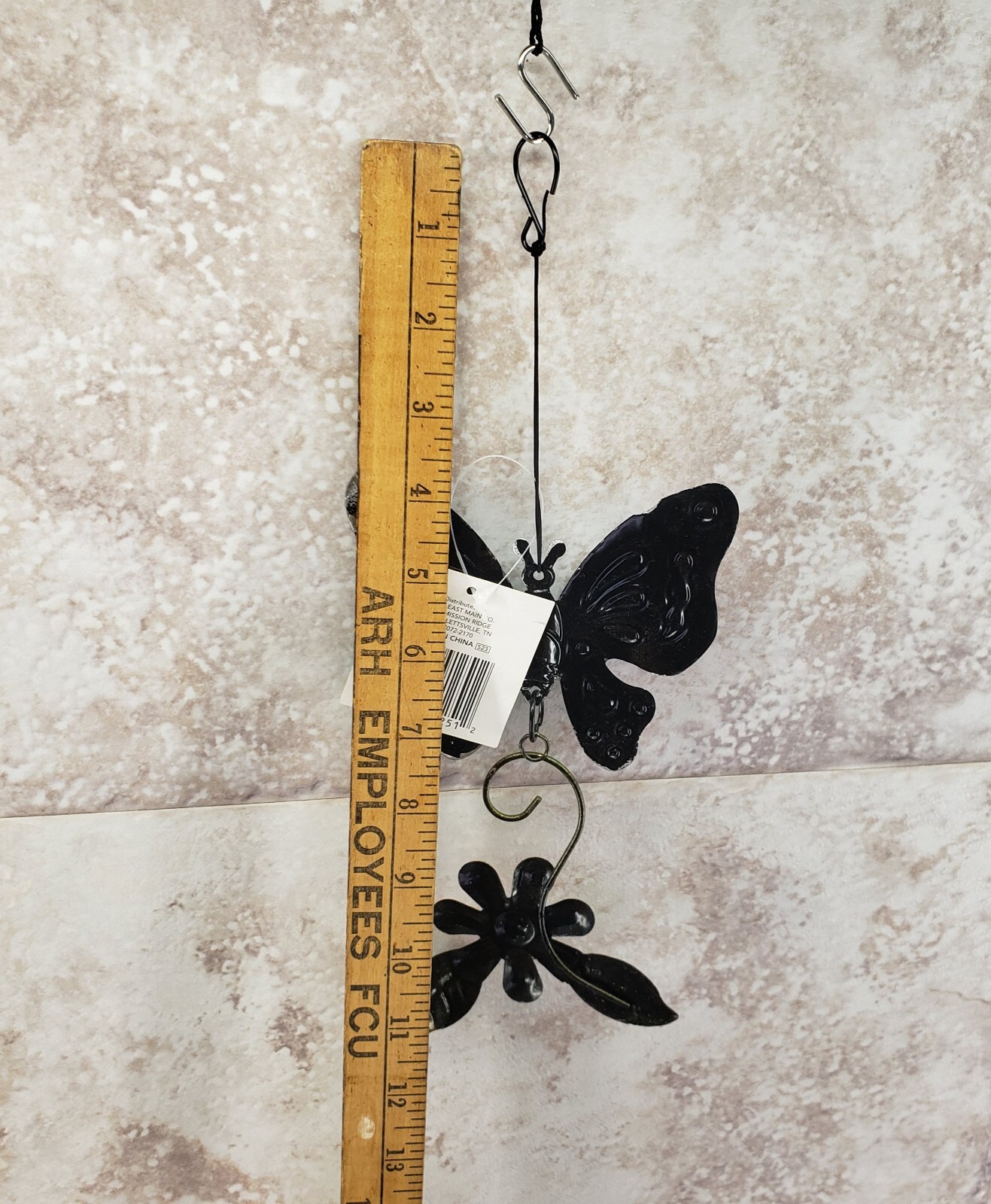 Butterfly & Flower Decorative Hanging Indoor Outdoor Metal Sign True Living NWT
