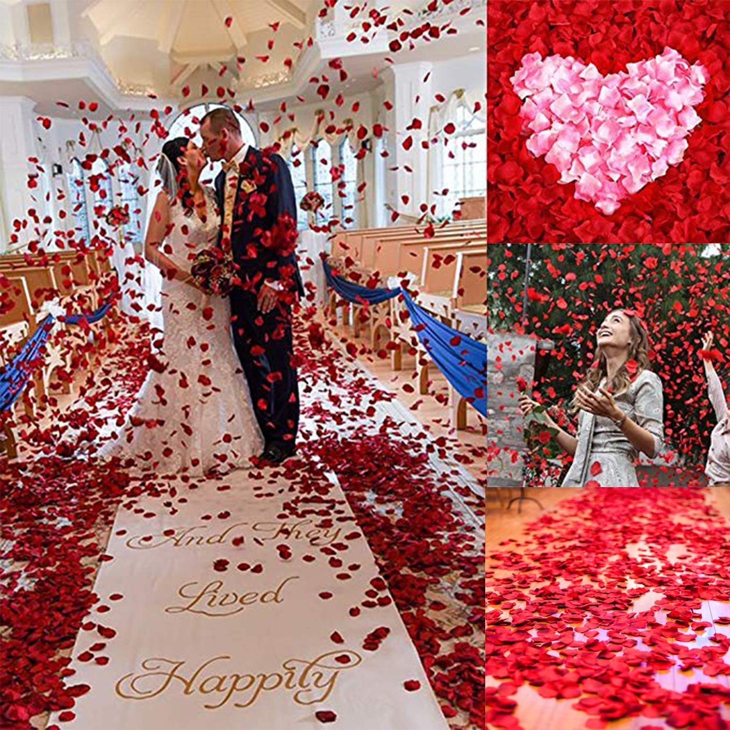 3000 PCS Red Rose Petals, Artificial Silk Flower Rose Petals, Fake Rose Petal…