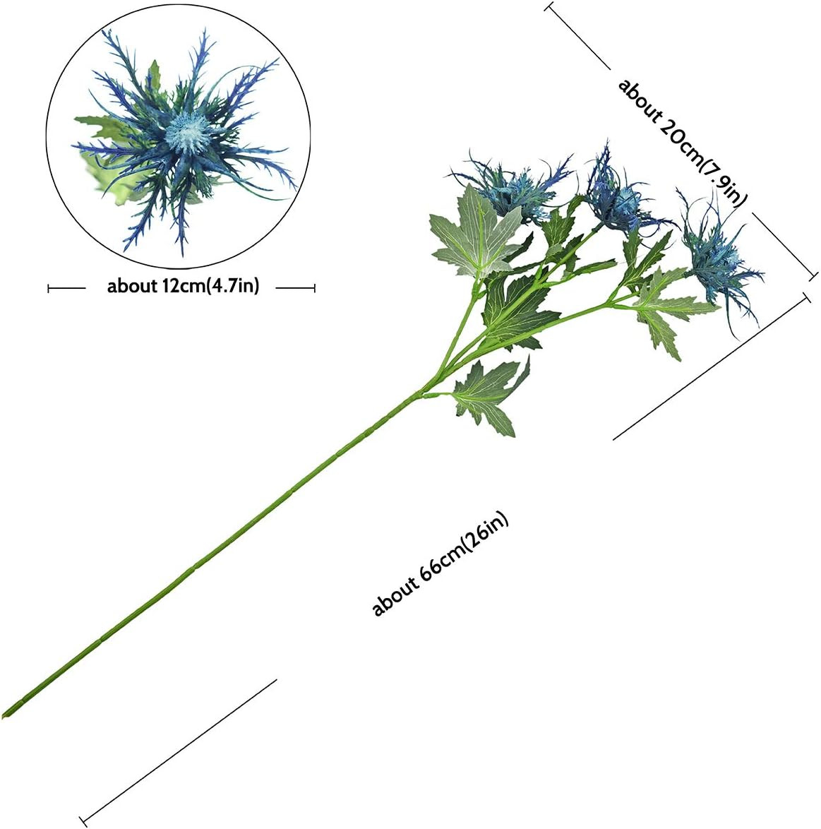 Rustic Blue Thistle Flowers – 8 Stems Real Touch Decor for Weddings & Bouquets