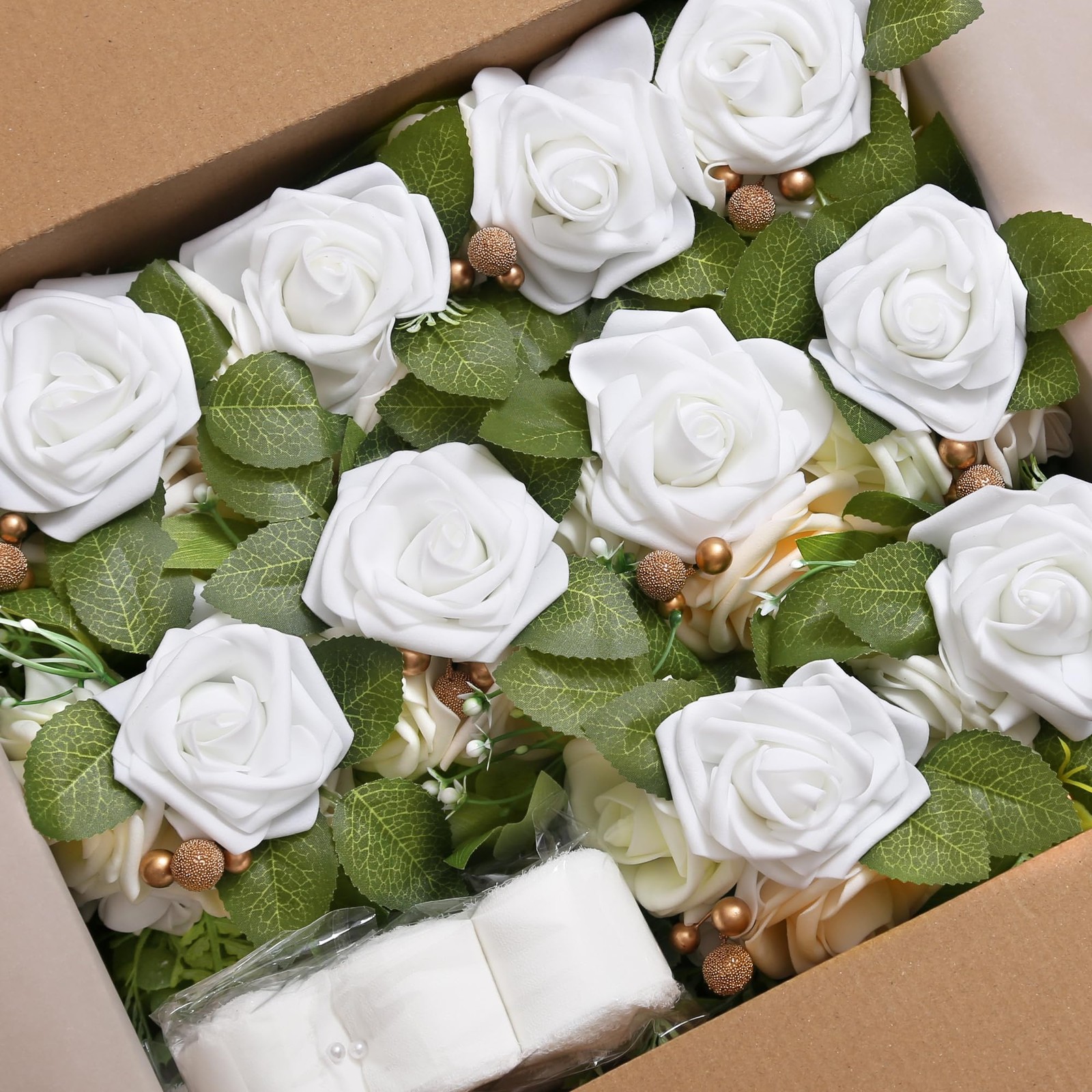 Wedding Chair Decorations White Pew Flowers Set of 10 for Wedding Ceremony Pa…