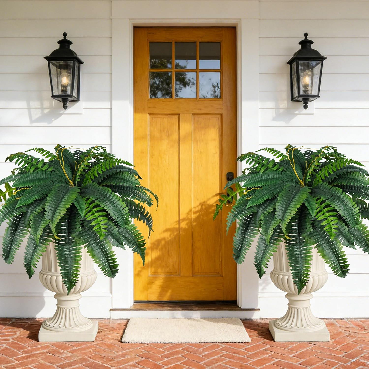 Der Rose 2 Pack 45″/60 Leaves Large Fake Ferns, UV Resistant Outdoor Artificial