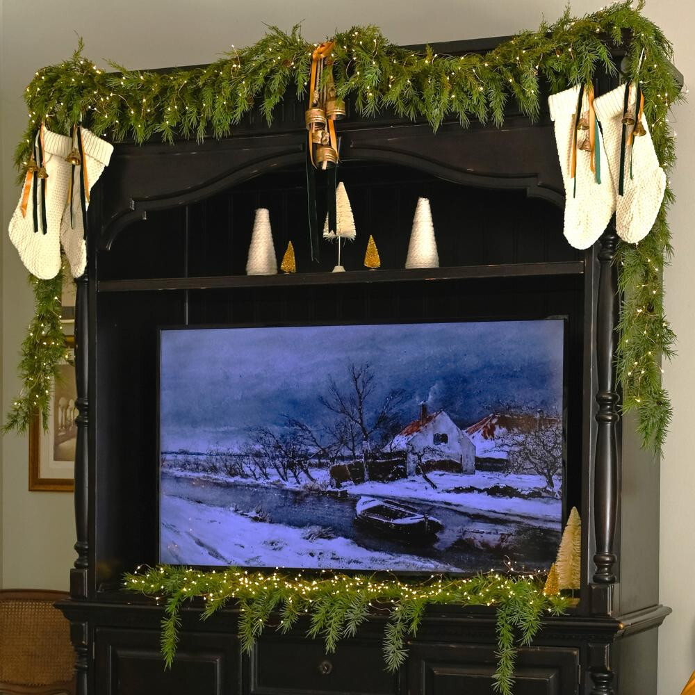 Realistic Look Weatherproof Wispy Pine 6 Foot Garland with Pinecone Accents
