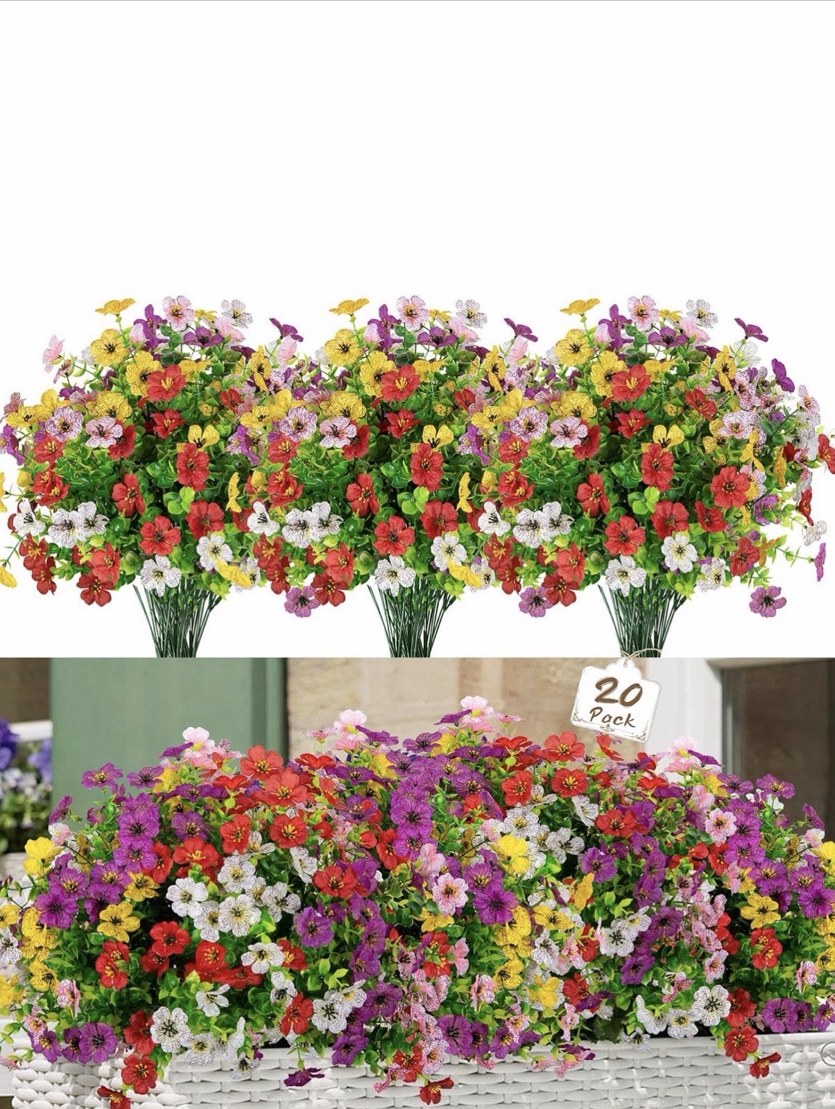 40 Bundles Artificial Flowers for Outdoors or Garden Home Decor Assorted Mixed